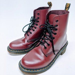 DR. MARTENS CLEMENCY SMOOTH LEATHER HEELED BOOTS